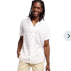 Free Planet, Size 2X, 100% Cotton, Buttondown Short Sleeves, Pink Flamingo Print